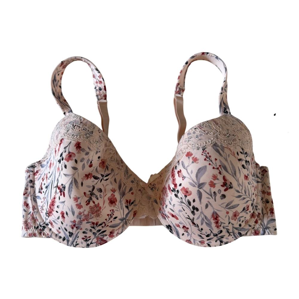 NWT Laura Ashley Pink Lace Floral Underwire Bra Size 42D